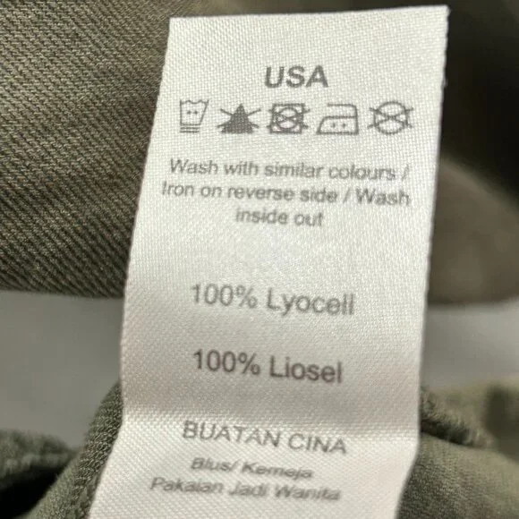 New Look Olive Green Embroidered Floral Midi Button Front Boho Shirt Dress Sz 16 - Picture 5 of 7